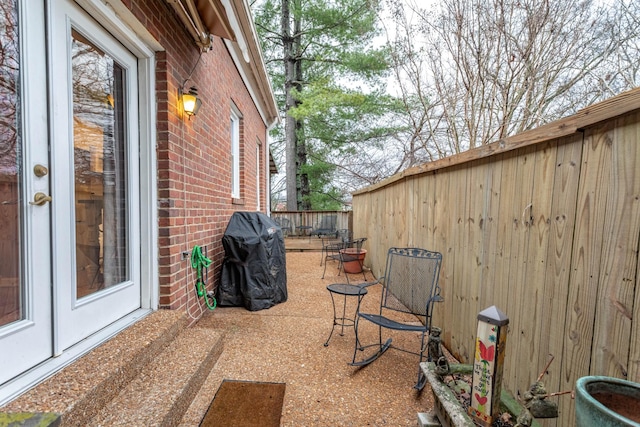 view of patio / terrace with a grill