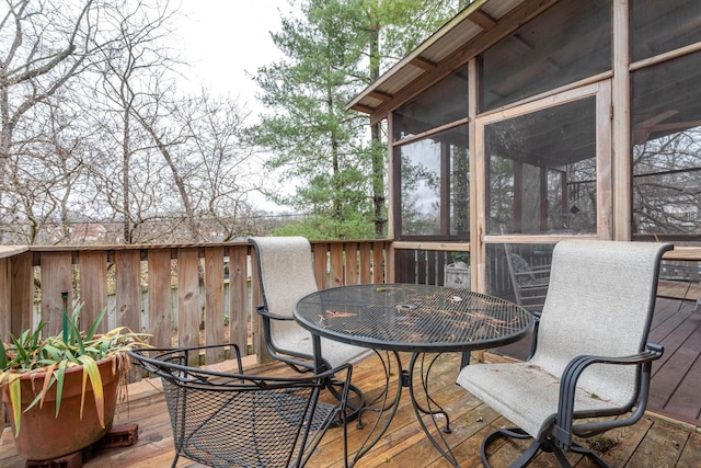 deck featuring a sunroom