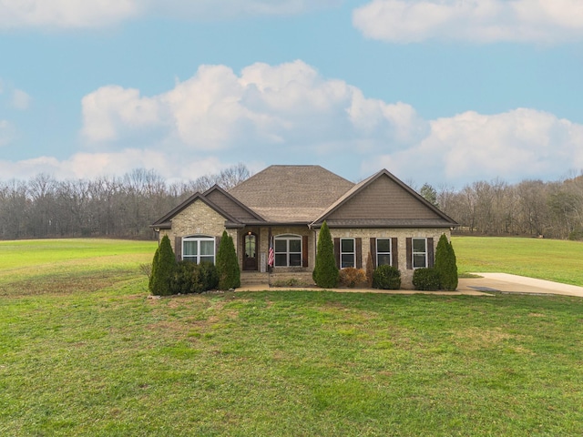 view of front of home with a front yard