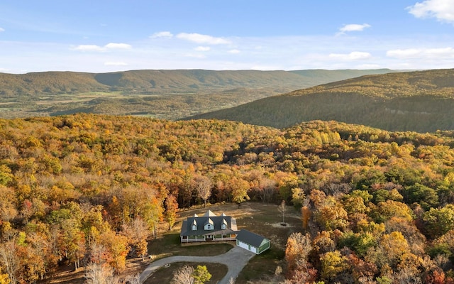 birds eye view of property with a mountain view