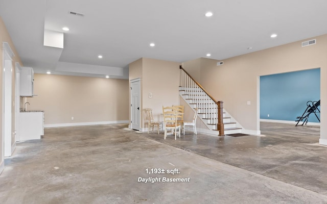 3868 Hobbstown Rd, Dunlap, TN 37327 - below grade area featuring stairs and recessed lighting