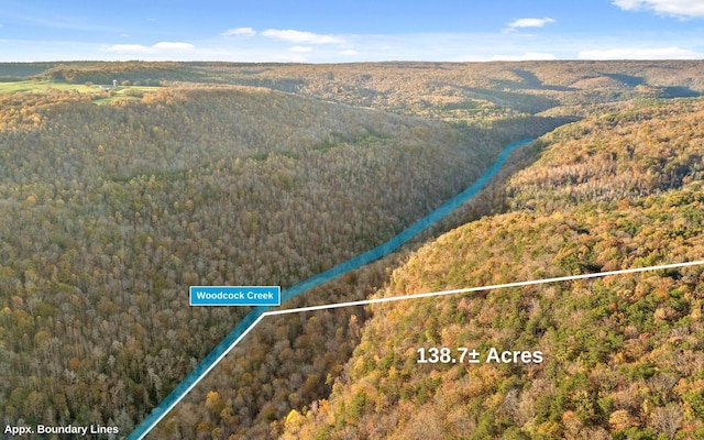 3868 Hobbstown Rd, Dunlap, TN 37327 - aerial view of property and surrounding area featuring a heavily wooded area and property parcel outlined