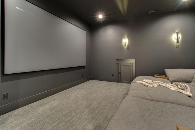 view of carpeted home theater room