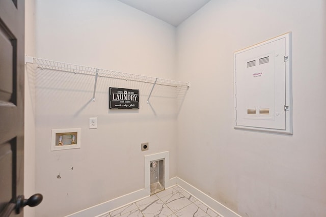 laundry area with hookup for an electric dryer and washer hookup