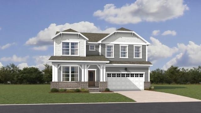 view of front facade featuring a front lawn and a garage