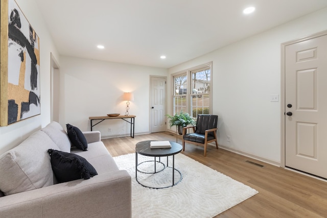 living room featuring light hardwood / wood-style flooring