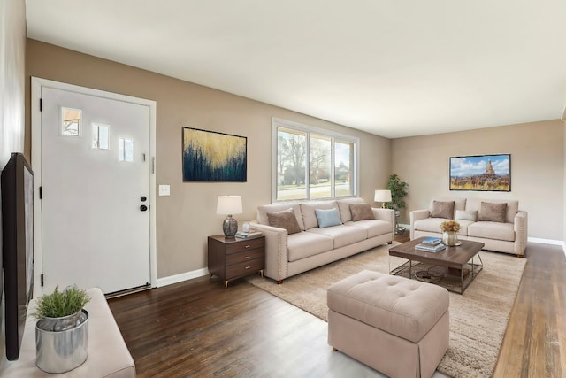 living room with hardwood / wood-style floors