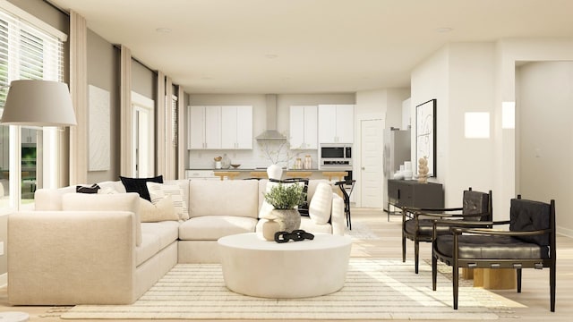 living room with light hardwood / wood-style floors