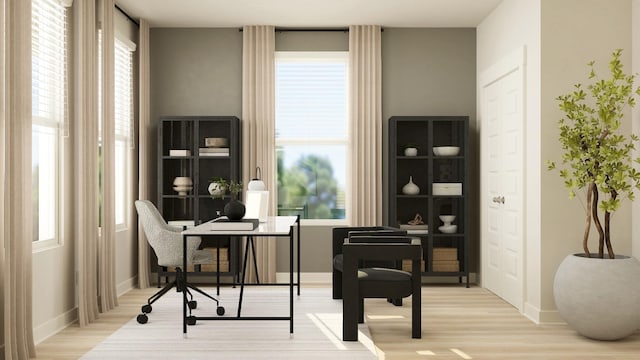 interior space with a wealth of natural light and light wood-type flooring