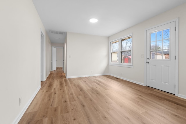 interior space with light hardwood / wood-style floors