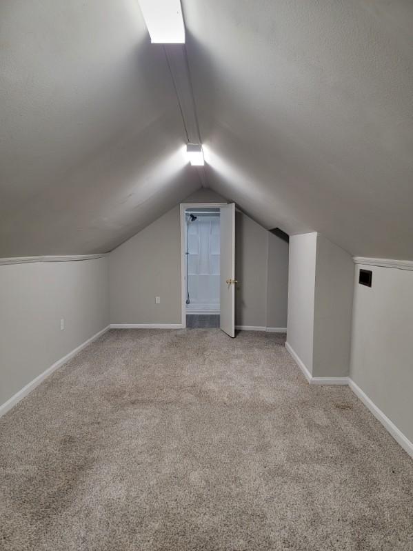 bonus room with carpet and lofted ceiling