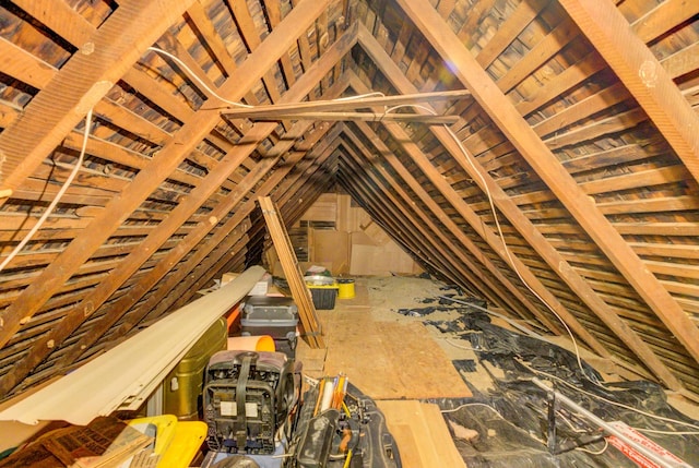 view of unfinished attic