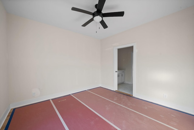 unfurnished bedroom with a closet and ceiling fan