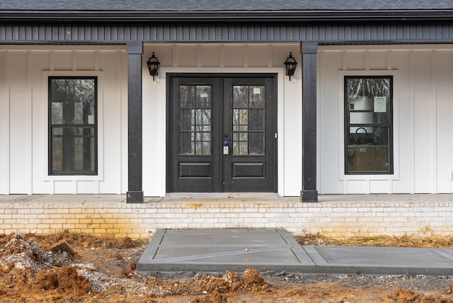 doorway to property with french doors