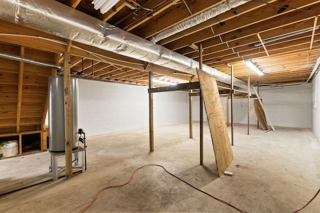 basement with water heater