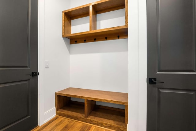 mudroom featuring light hardwood / wood-style flooring