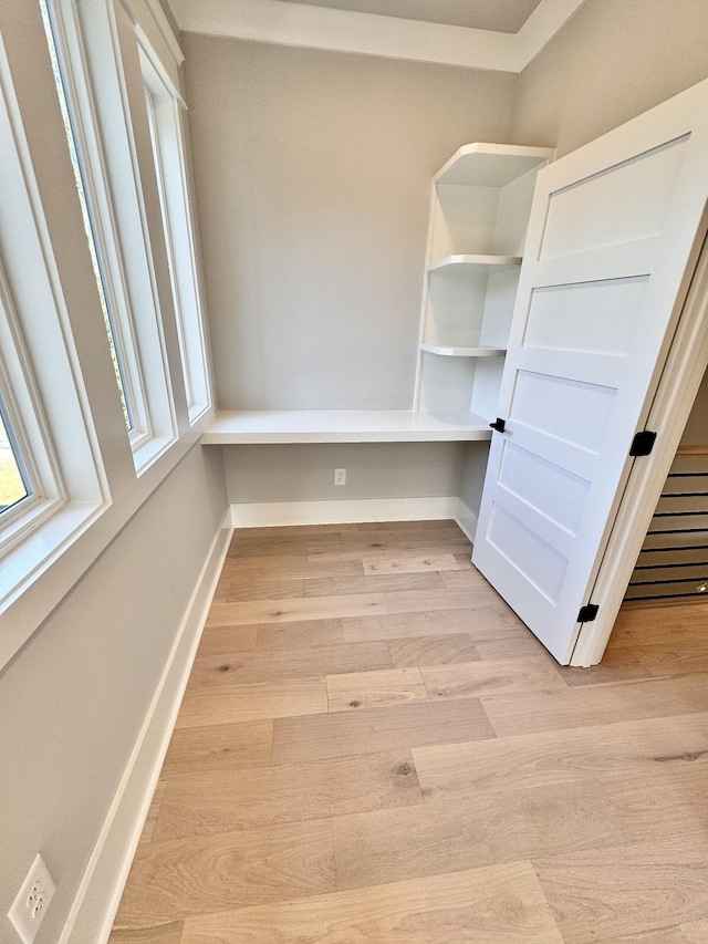 unfurnished office featuring light hardwood / wood-style floors