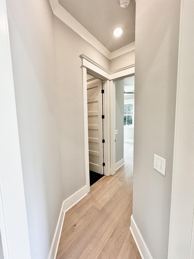 hall with light hardwood / wood-style flooring