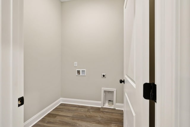 laundry area featuring washer hookup, dark hardwood / wood-style flooring, and electric dryer hookup