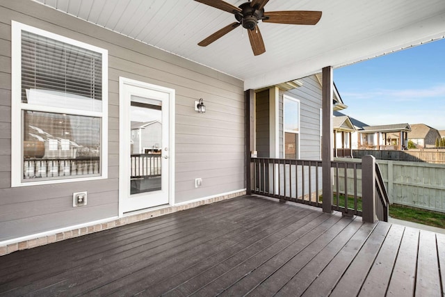 deck featuring ceiling fan