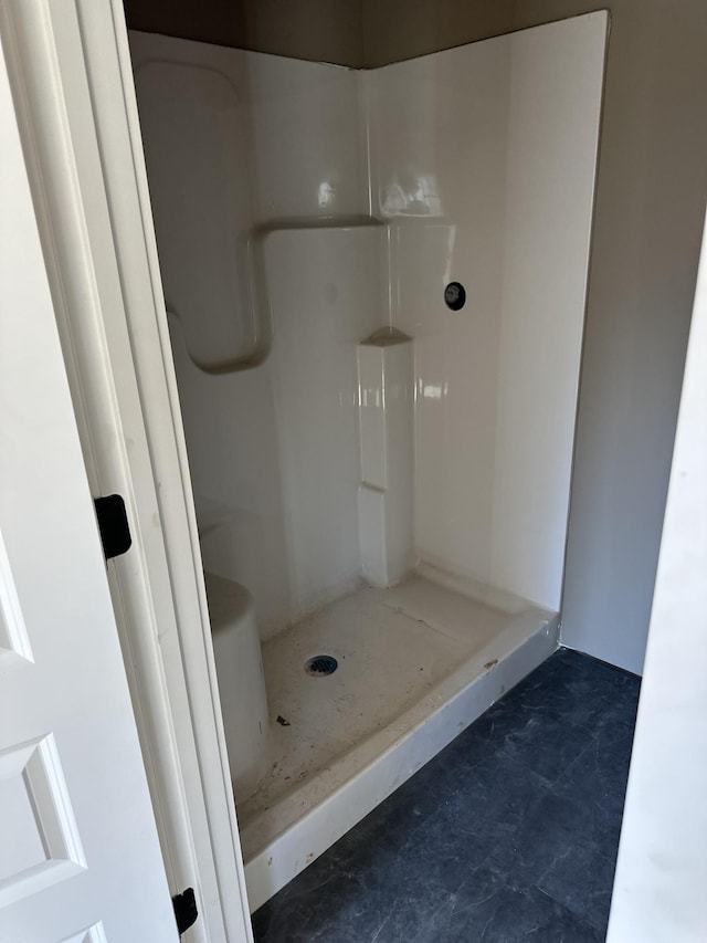 bathroom with a stall shower