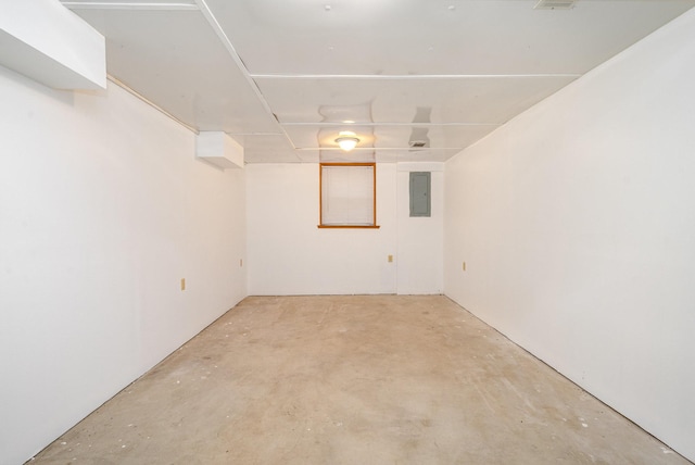 basement with electric panel