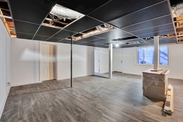 basement featuring hardwood / wood-style flooring