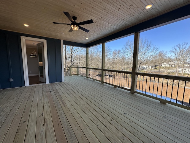 deck featuring ceiling fan