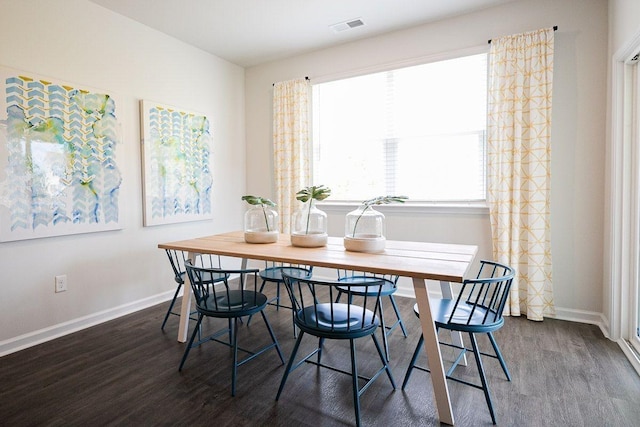 dining room with dark hardwood / wood-style floors