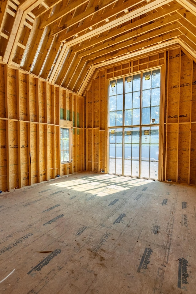 unfinished attic featuring plenty of natural light