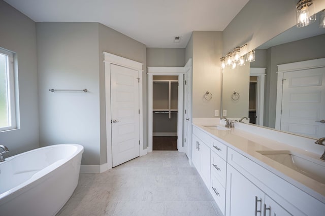 bathroom featuring vanity and a bathing tub