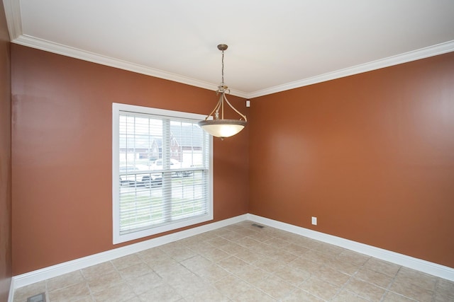 empty room with plenty of natural light and ornamental molding