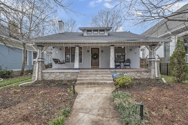 bungalow-style house with covered porch