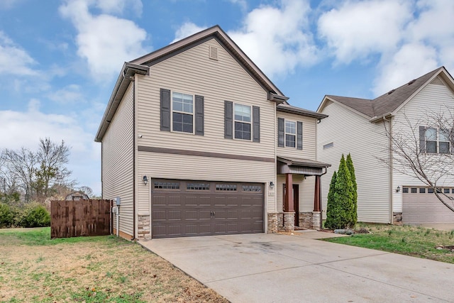 view of front of house with a garage