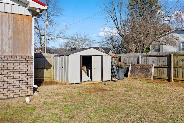 view of outbuilding featuring a lawn