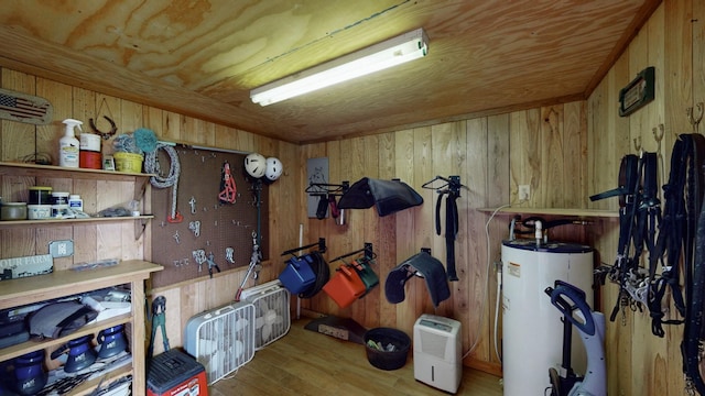 view of horse barn featuring water heater