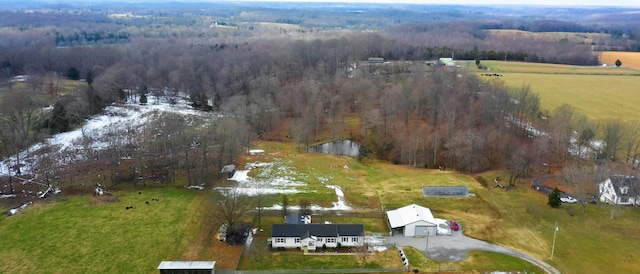 aerial view featuring a rural view