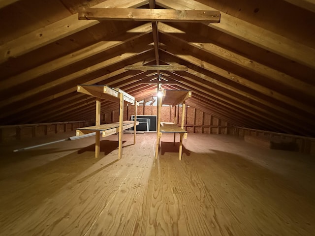 view of unfinished attic