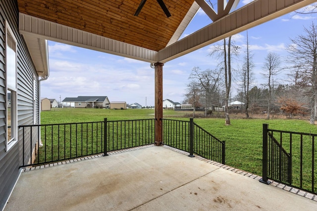 view of patio / terrace featuring ceiling fan