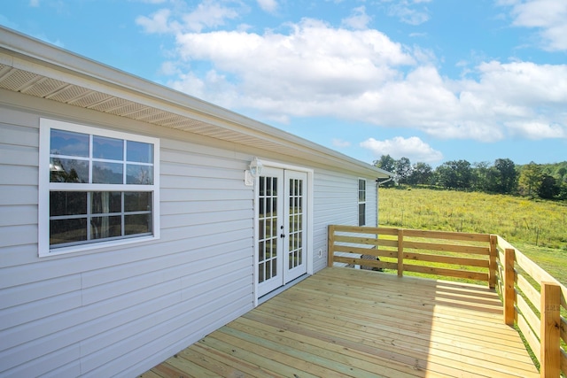 wooden deck with french doors