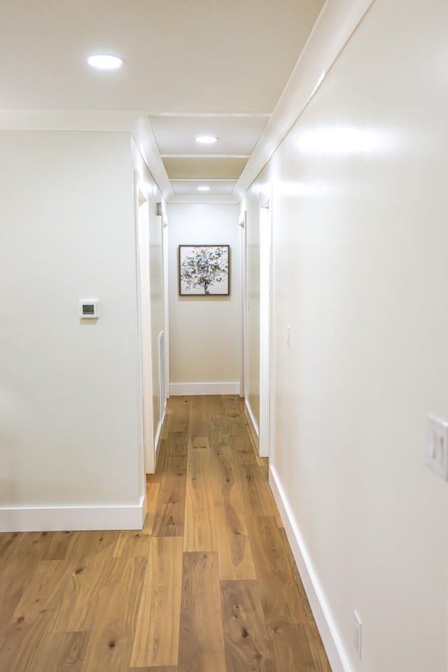 hallway featuring light wood-type flooring