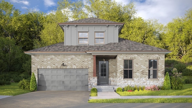 view of front of house with a garage