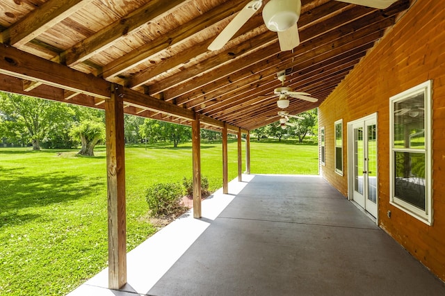 view of patio with ceiling fan