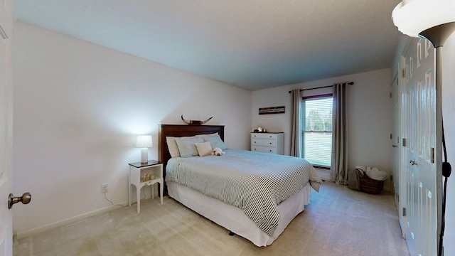 carpeted bedroom with a closet