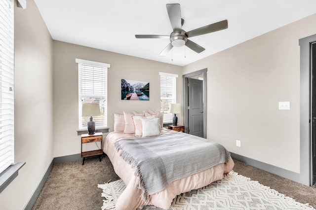 bedroom with carpet and ceiling fan