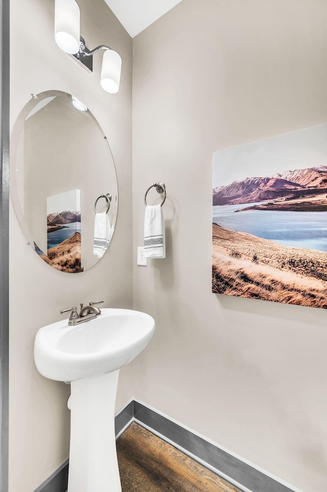 bathroom featuring hardwood / wood-style flooring