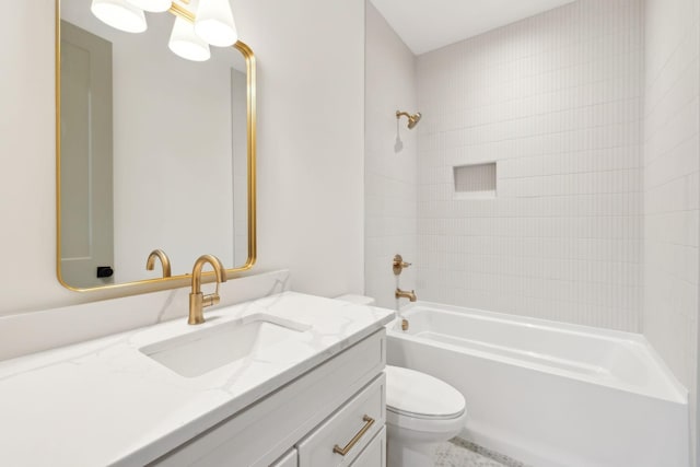 full bathroom with shower / washtub combination, toilet, and vanity