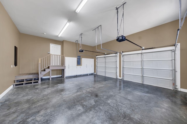 garage with a garage door opener