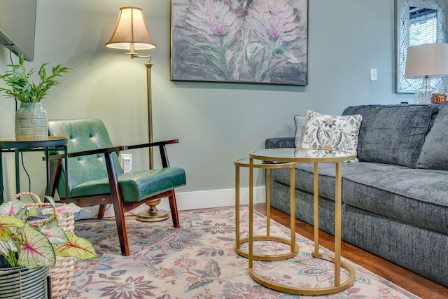 living area featuring hardwood / wood-style flooring