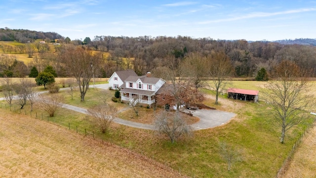 drone / aerial view featuring a rural view